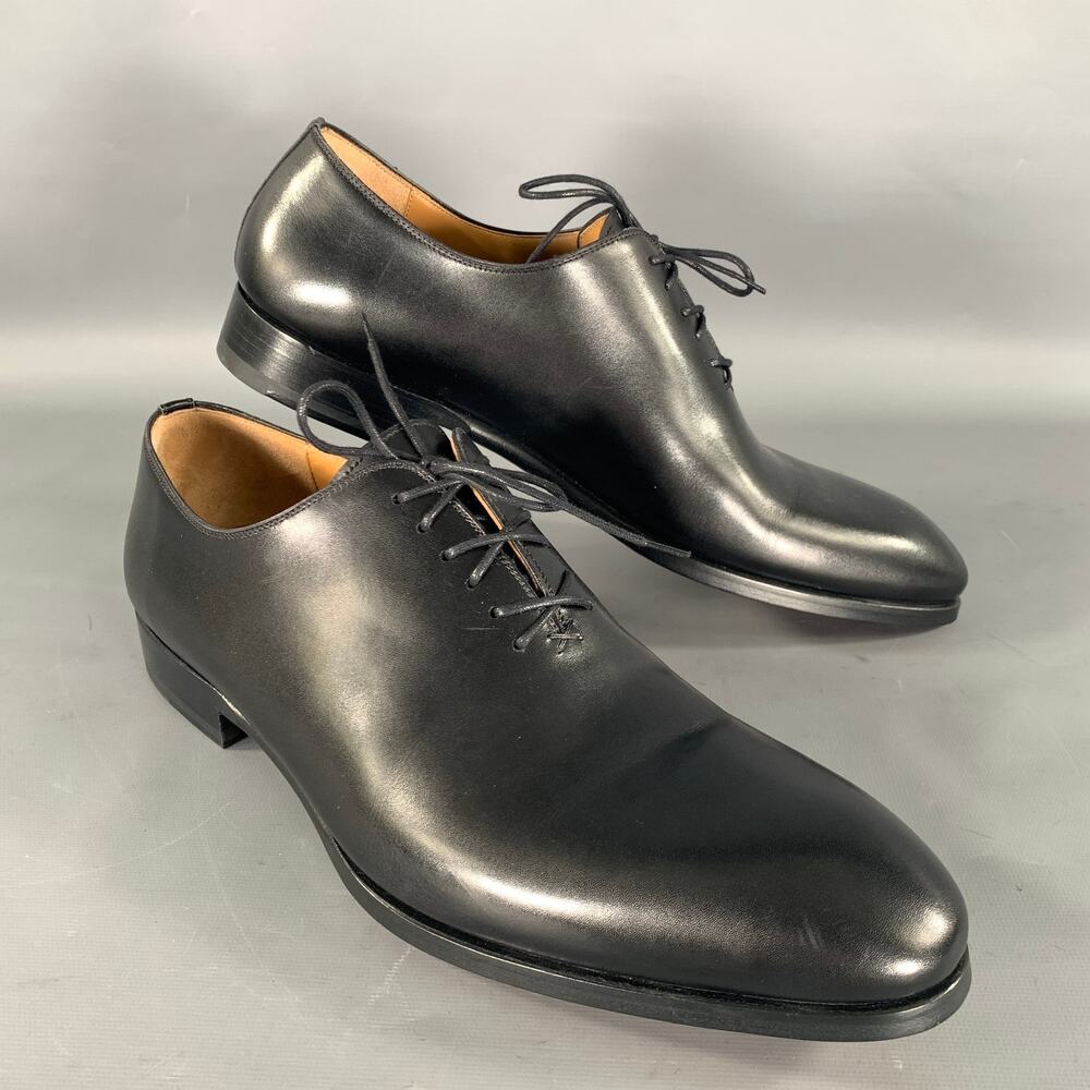 MAGNANNI Size 11.5 Black Solid Leather Lace Up Shoes